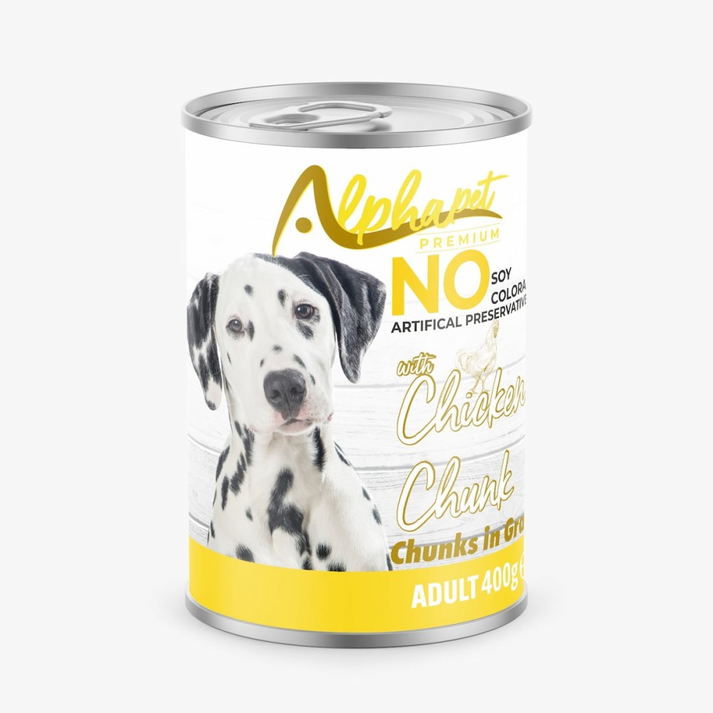 Alphapet Premium Κονσέρβα 400gr για Ενήλικους Σκύλους με Κοτόπουλο σε Σάλτσα (Chunks in Gravy)
