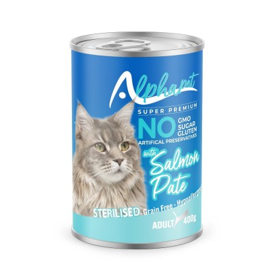 Alphapet Super Premium Πατέ 400gr για Στειρωμένες Γάτες με Σολομό 