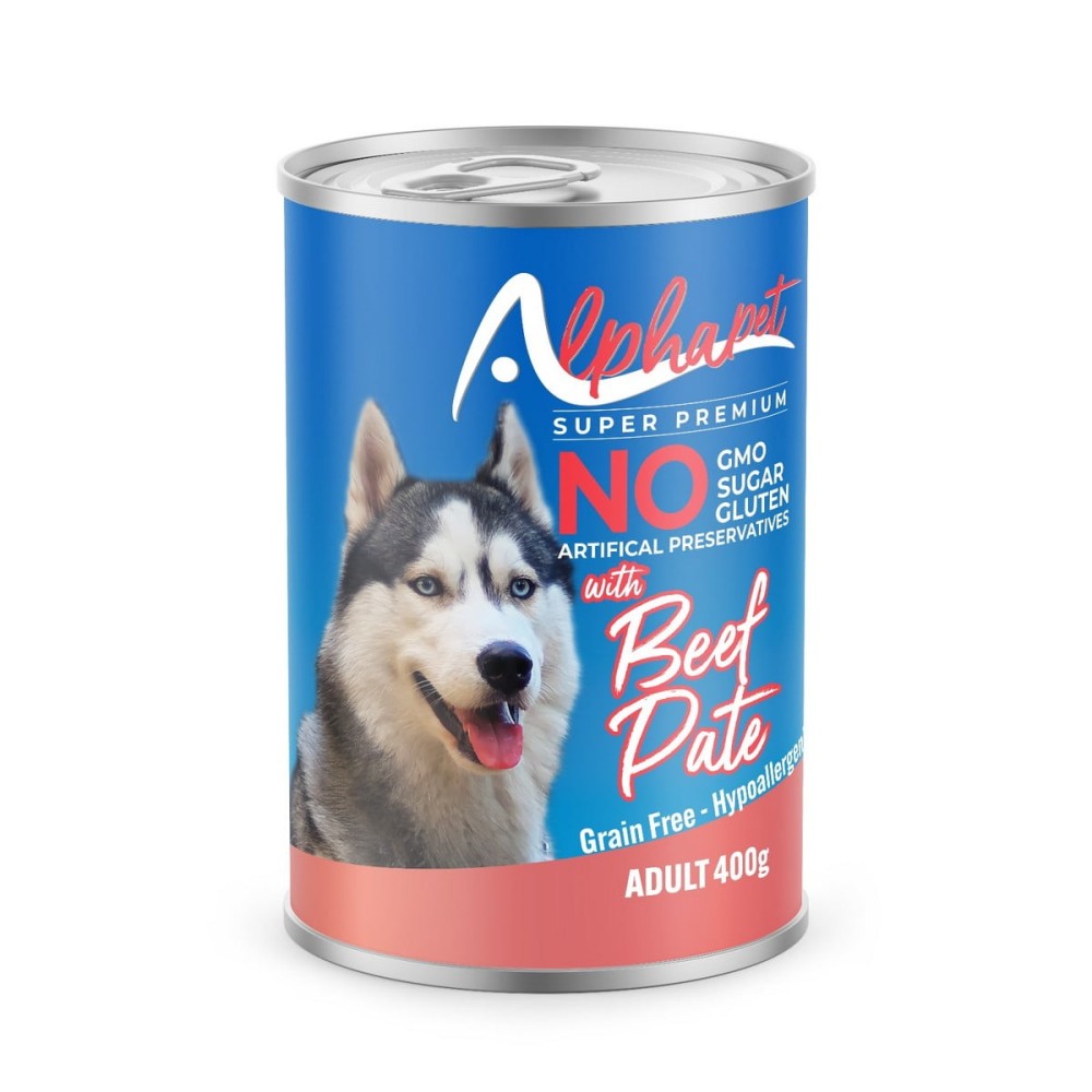 Alphapet Super Premium Πατέ 400gr για Ενήλικους Σκύλους με Μοσχάρι & Ρύζι