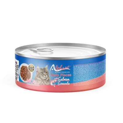 Alphapet Super Premium Κονσέρβα 85gr για Ενήλικες Γάτες Κομμάτια Σολομού σε Σάλτσα