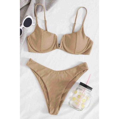 Angelsin γυναικείο κομψό σετ μπικίνι Μπεζ