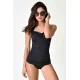 Angelsin κομψό γυναικείο ολόσωμο μονοκίνι μαγιό slim με δέσιμο στον λαιμό μαύρο 1 σετ