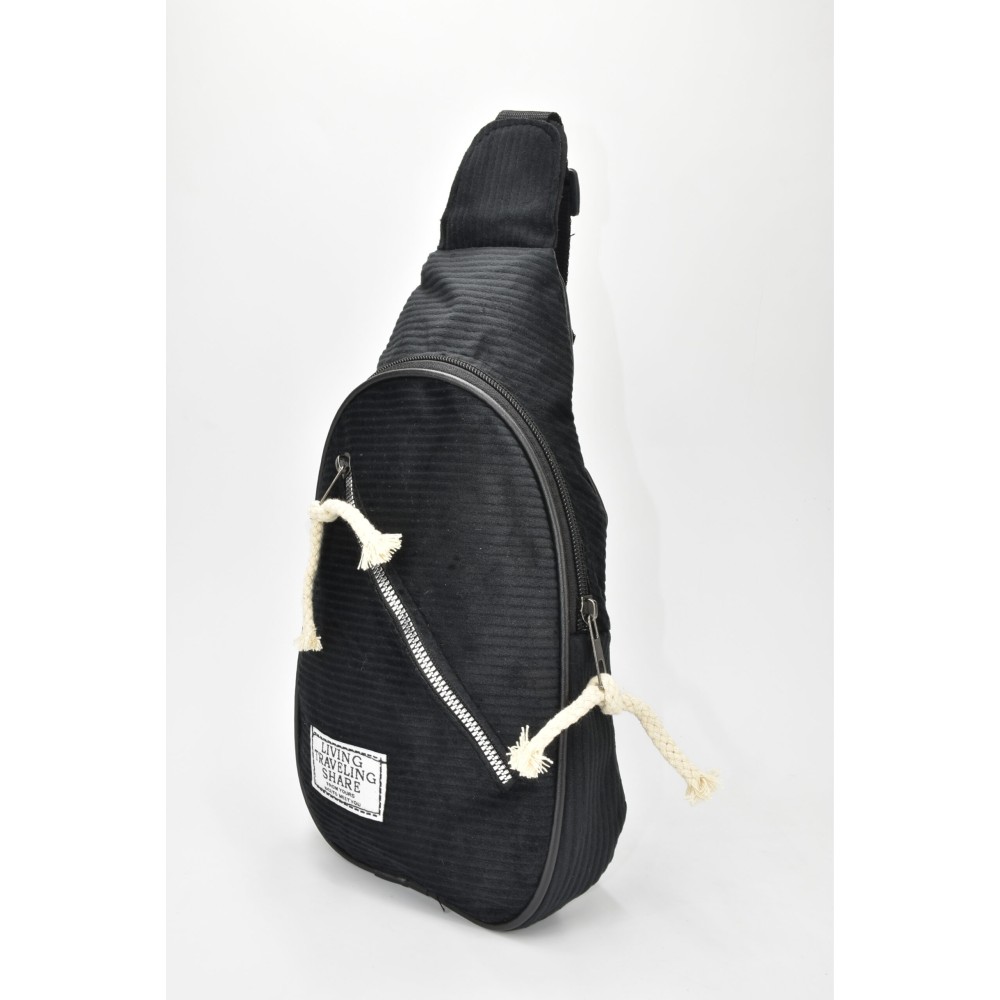 David Polo Unisex τσάντα Freebag βελούδο με δύο θήκες Μαύρο