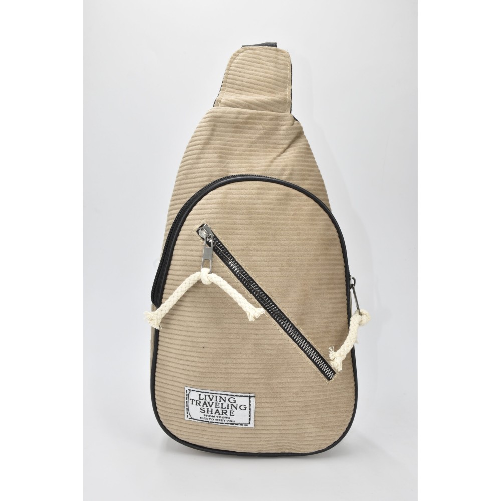 David Polo Unisex τσάντα Freebag βελούδο με δύο θήκες Μπεζ