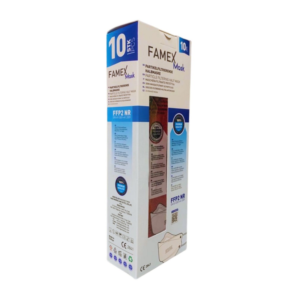 Famex FFP2 Masks 3D Extra Comfort Fish Style Μάσκα Προστασίας σε Μπορντό χρώμα 10τμχ