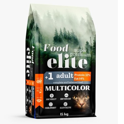 Food Elite Super Premium  Multicolor 15kg Ξηρά Τροφή για Ενήλικες Γάτες με Αρνί, Κοτόπουλο και Σολομό Food Elite Super Premium  Multicolor 15kg Ξηρά Τροφή για Ενήλικες Γάτες με Αρνί, Κοτόπουλο και Σολομό