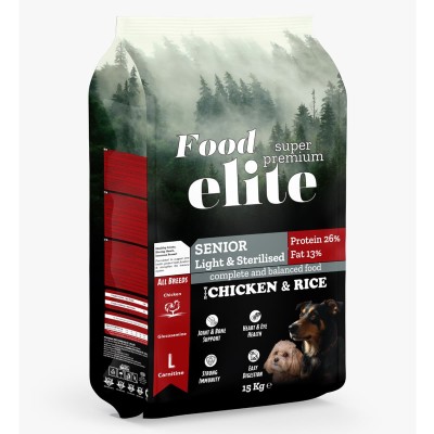Food Elite Super Premium (26 protein 13 fat) 15kg Ξηρά Τροφή Light για Ηλικιωμένους και Στειρωμένους Σκύλους με Κοτόπουλο & Ρύζι Food Elite Super Premium (26 protein 13 fat) 15kg Ξηρά Τροφή Light για Ηλικιωμένους και Στειρωμένους Σκύλους με Κοτόπουλο & Ρύζι