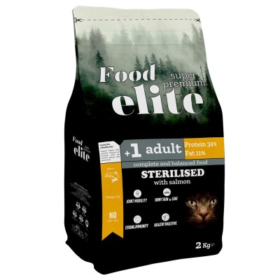 Food Elite Super Premium (34 protein 11 fat) 2kg Ξηρά Τροφή για Στειρωμένες Γάτες με Σολομό Food Elite Super Premium (34 protein 11 fat) 2kg Ξηρά Τροφή για Στειρωμένες Γάτες με Σολομό