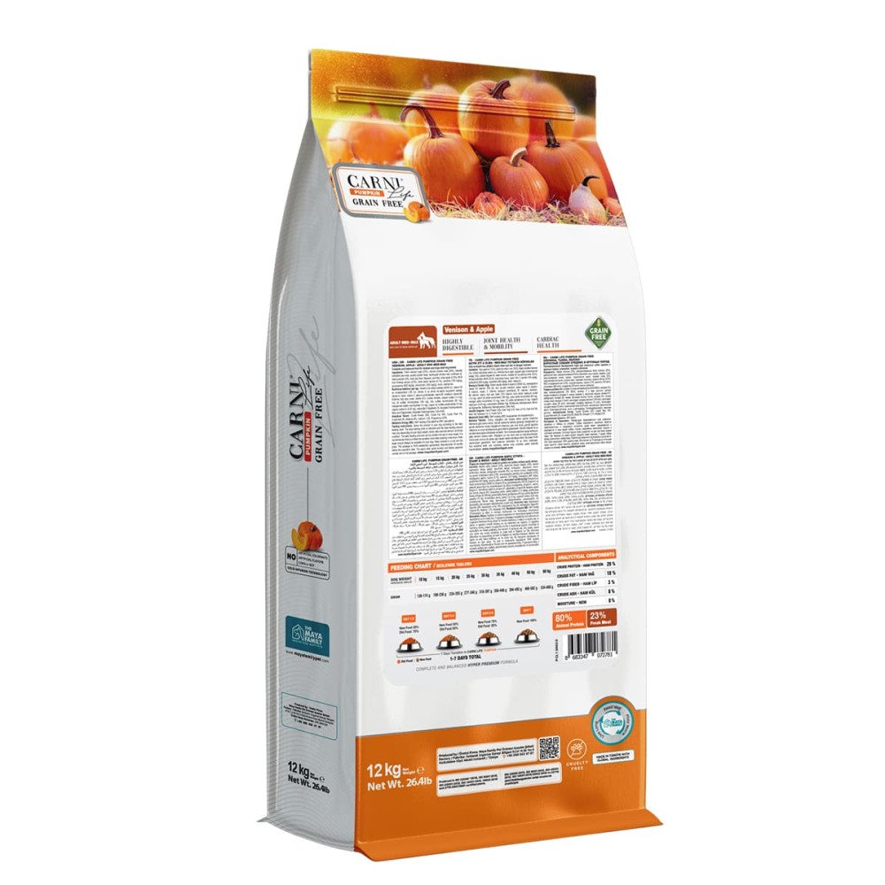 Maya Family Carni Life Pumpkin Grain Free 12kg Ξηρά Τροφή για Ενήλικους Σκύλους με Ελάφι και Μήλο