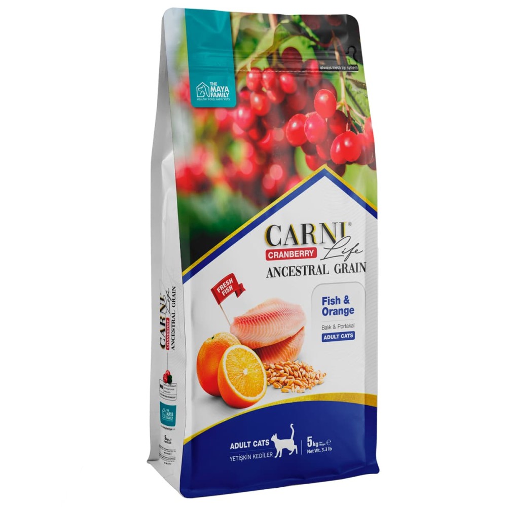 Maya Family Carni Life Cranberry 5kg ξηρά τροφή για ενήλικες γάτες με ψάρι και πορτοκάλι Maya Family Carni Life Cranberry 5kg ξηρά τροφή για ενήλικες γάτες με ψάρι και πορτοκάλι