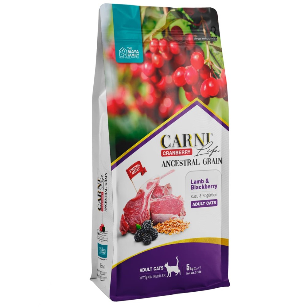 Maya Family Carni Life Cranberry 5kg ξηρά τροφή για ενήλικες γάτες με αρνί και μύρτιλο Maya Family Carni Life Cranberry 5kg ξηρά τροφή για ενήλικες γάτες με αρνί και μύρτιλο