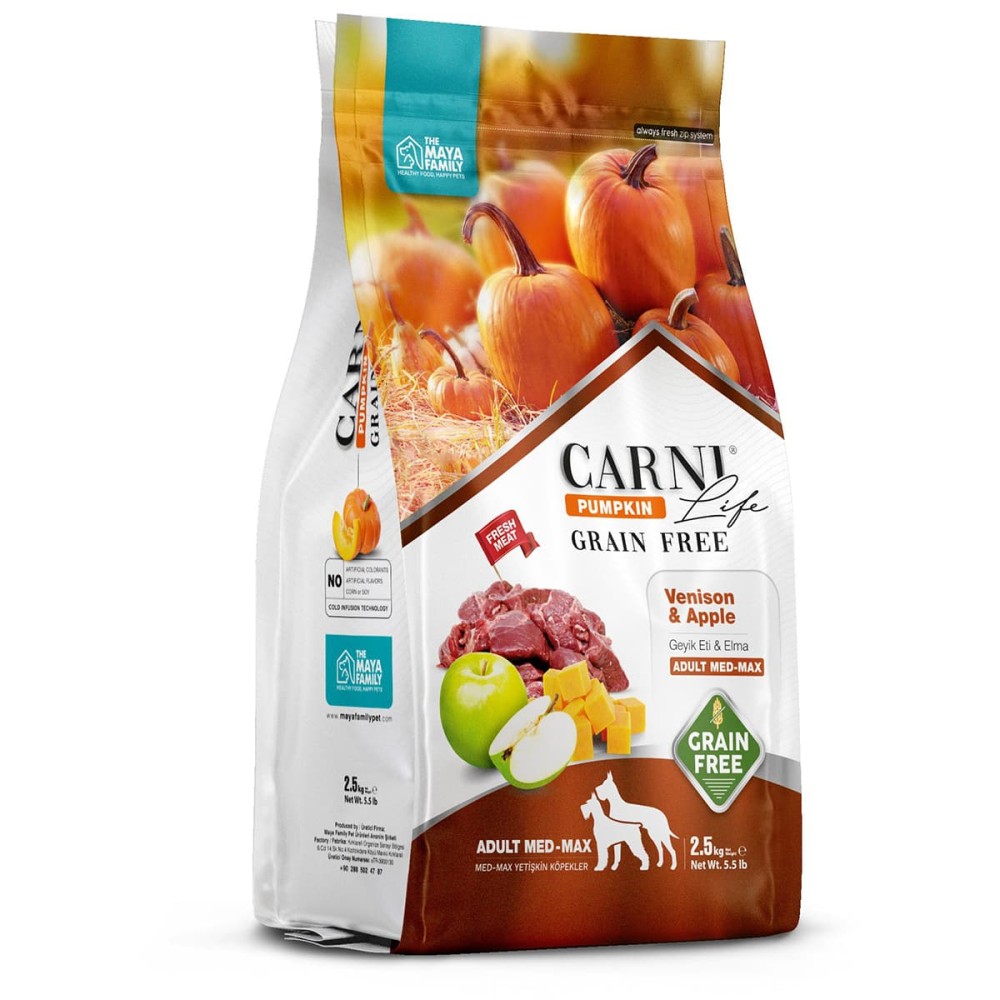 Maya Family Carni Life Pumpkin Grain Free 2.5kg Ξηρά Τροφή για Ενήλικους Σκύλους με Ελάφι και Μήλο