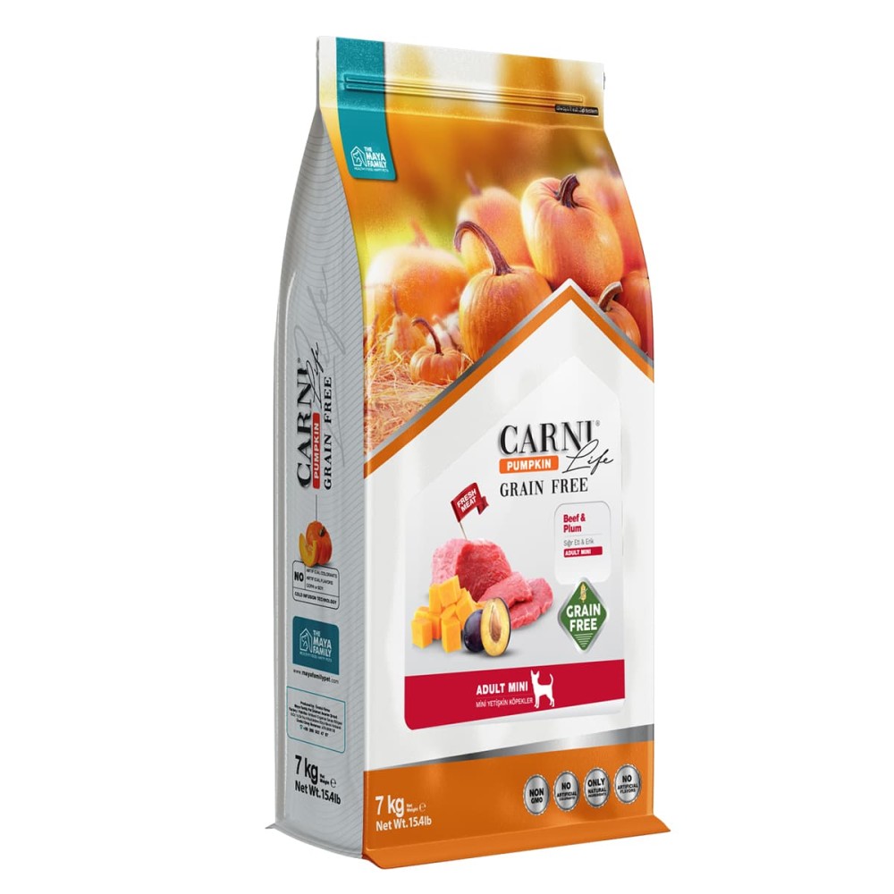 Maya Family Carni Life Pumpkin Grain Free 7kg Ξηρά Τροφή για Ενήλικους Σκύλους Μίνι με Μοσχάρι και Δαμάσκηνο