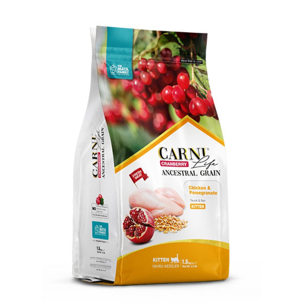 Maya Family Carni Life Cranberry 1.5kg ξηρά τροφή για γατάκια με κοτόπουλο και ρόδι