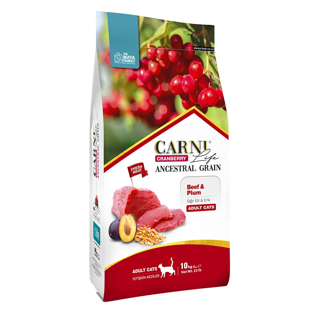 Maya Family Carni Life Cranberry 10kg ξηρά τροφή για ενήλικες γάτες με μοσχάρι και δαμάσκηνο