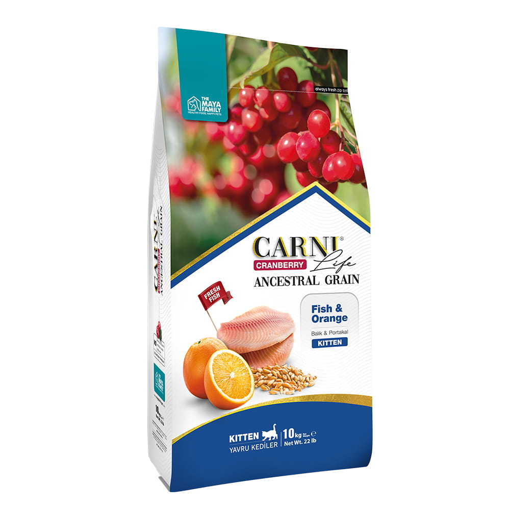 Maya Family Carni Life Cranberry 10kg ξηρά τροφή για γατάκια με ψάρι και πορτοκάλι