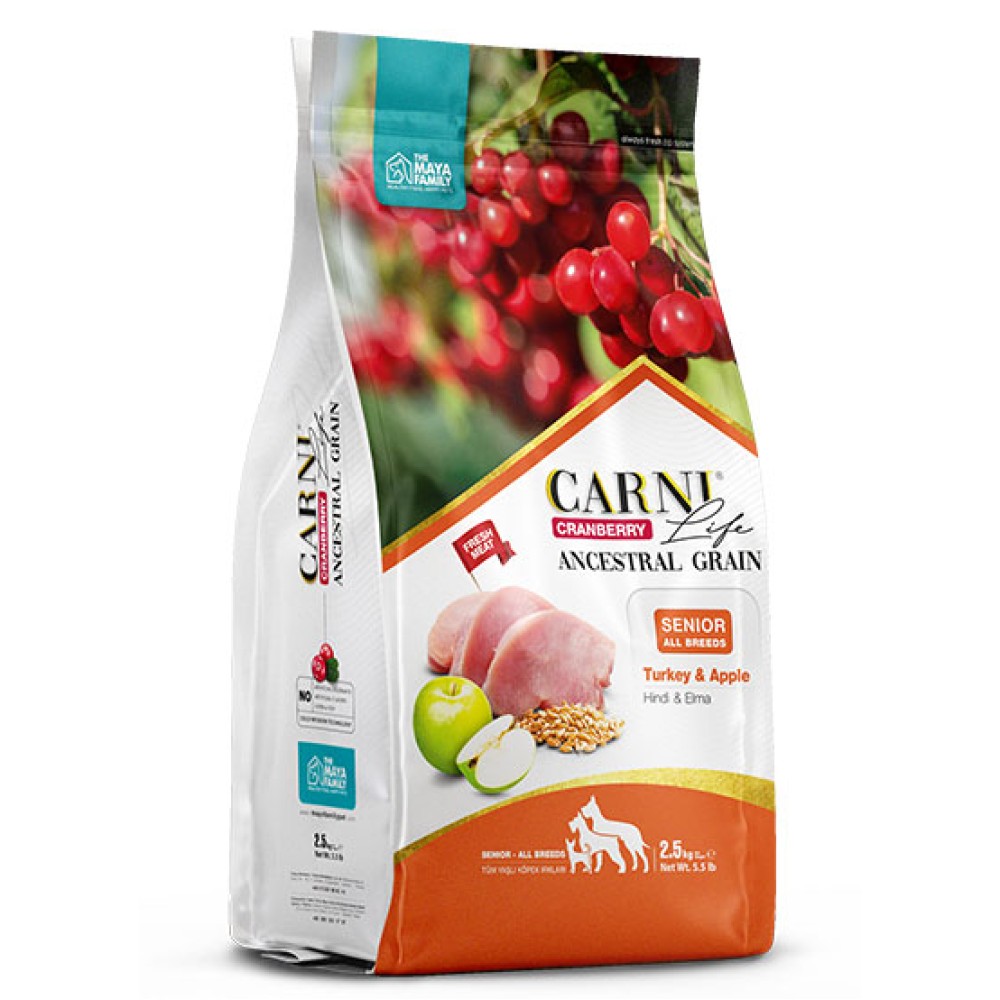 Maya Family Carni Life Cranberry 12kg ξηρά τροφή για senior σκύλους με γαλοπούλα και μήλο