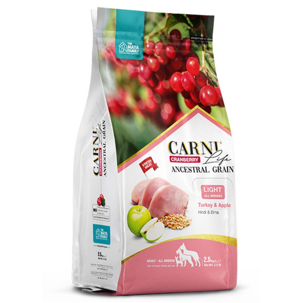 Carni Life Cranberry Ancestral Grain Ενήλικος σκύλος γαλοπούλα μήλο light 2.5kg