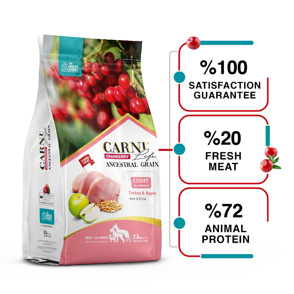 Carni Life Cranberry Ancestral Grain Ενήλικος σκύλος γαλοπούλα μήλο light 2.5kg