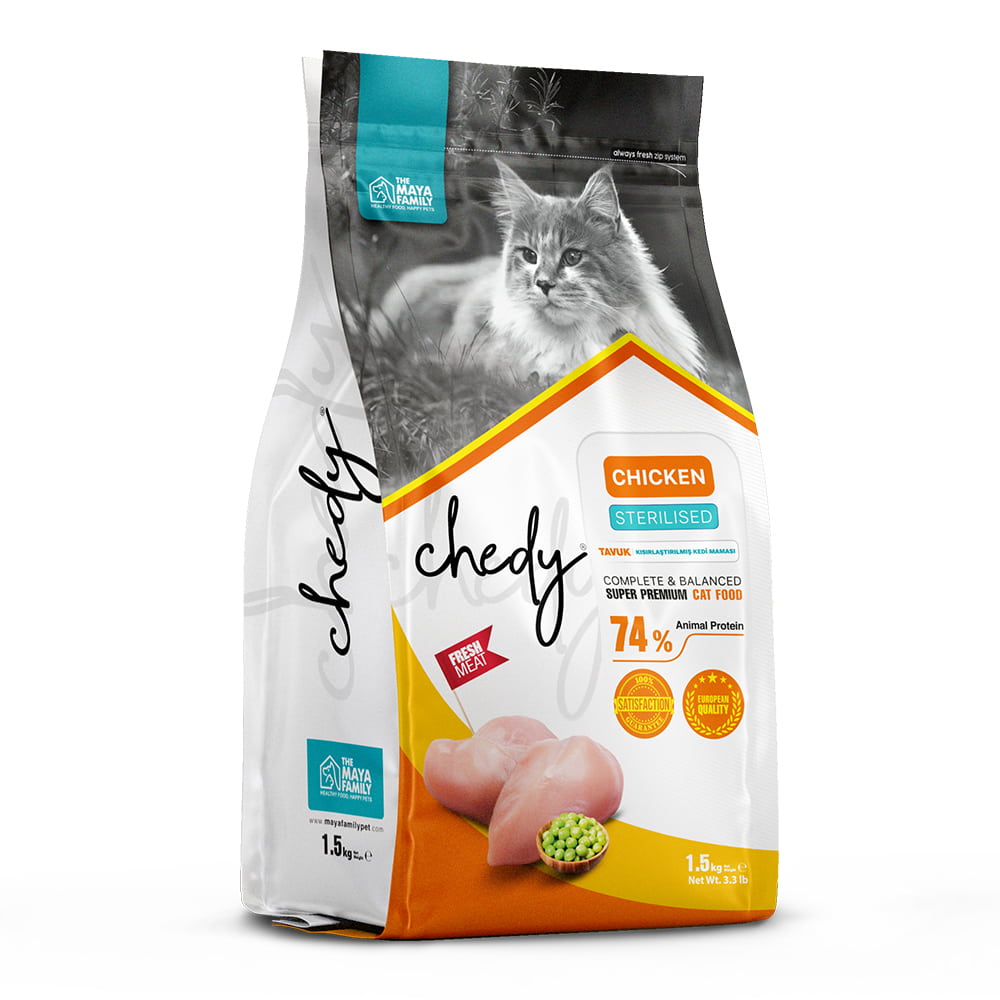 Maya Family Chedy 1.5kg ξηρά τροφή για στειρωμένες γάτες με κοτόπουλο