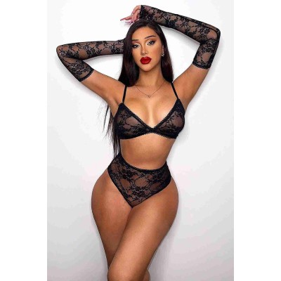 Merry See Σέξυ Σετ Εσώρουχα Δαντελωτά με γάντια Μαύρο Merry See Σέξυ Σετ Εσώρουχα Δαντελωτά με γάντια Μαύρο