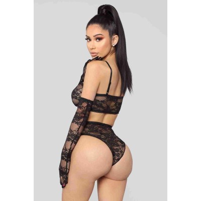 Merry See Σέξυ Σετ Εσώρουχα Δαντελωτά με γάντια Μαύρο Merry See Σέξυ Σετ Εσώρουχα Δαντελωτά με γάντια Μαύρο