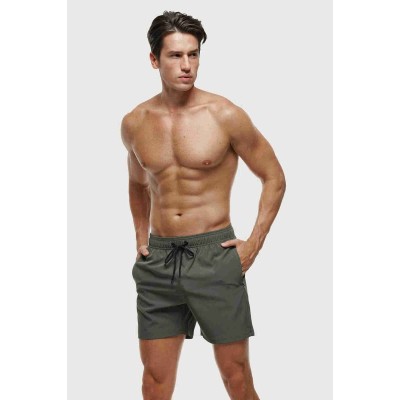 Angelsin Basic Σορτσάκι ανδρικό μαγιό με φερμουάρ στις τσέπες Χακί Angelsin Basic Σορτσάκι ανδρικό μαγιό με φερμουάρ στις τσέπες Χακί