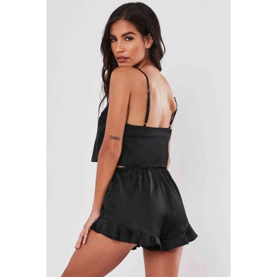 Merry See σετ πιτζάμας top και σορτσάκι σατέν Μαύρο 1 σετ MS2308BLK Merry See σετ πιτζάμας top και σορτσάκι σατέν Μαύρο 1 σετ MS2308BLK