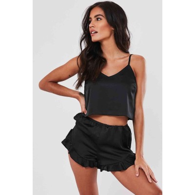 Merry See σετ πιτζάμας top και σορτσάκι σατέν Μαύρο 1 σετ MS2308BLK Merry See σετ πιτζάμας top και σορτσάκι σατέν Μαύρο 1 σετ MS2308BLK