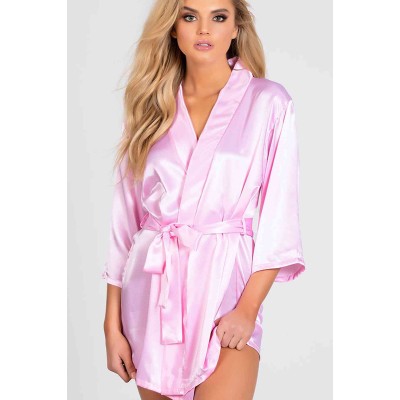 Merry See Sexy Γυναικεία σατέν κοντή ρόμπα ροζ MS2319 Merry See Sexy Γυναικεία σατέν κοντή ρόμπα ροζ MS2319