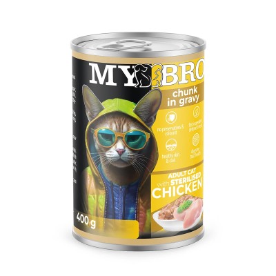 My Bro Μπουκίτσες Κοτόπουλου σε Ζωμό στειρωμένη γάτα 400gr My Bro Μπουκίτσες Κοτόπουλου σε Ζωμό στειρωμένη γάτα 400gr