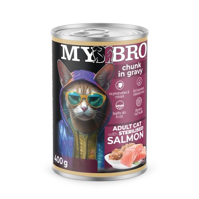 My Bro Μπουκίτσες Σολομού σε Ζωμό στειρωμένη γάτα 400gr My Bro Μπουκίτσες Σολομού σε Ζωμό στειρωμένη γάτα 400gr