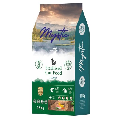 Mystic Low Grain 15kg Ξηρά Τροφή για Στειρωμένες Γάτες με Σολομό Mystic Low Grain 15kg Ξηρά Τροφή για Στειρωμένες Γάτες με Σολομό