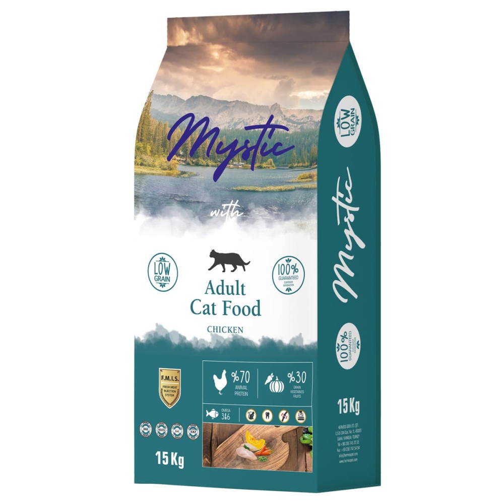 Mystic Low Grain 15kg Ξηρά Τροφή για Ενήλικες Γάτες με Κοτόπουλο