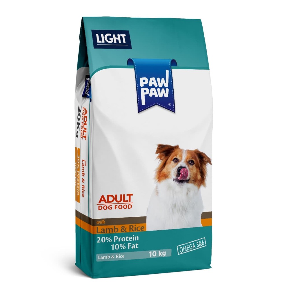 Pawpaw 10kg Ξηρά Τροφή Light για Ενήλικους Σκύλους με Αρνί και Ρύζι