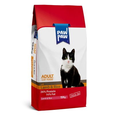 Pawpaw 15kg Ξηρά Τροφή για Ενήλικες Γάτες με Αρνί και Ρύζι