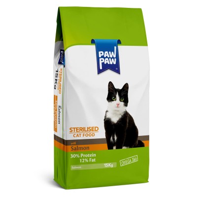 Pawpaw 15kg Ξηρά Τροφή για Στειρωμένες Γάτες με Σολομό Pawpaw 15kg Ξηρά Τροφή για Στειρωμένες Γάτες με Σολομό