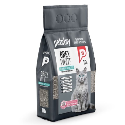 Petclay Άμμος Γάτας White Grey Baby Powder Cylinder 10lt