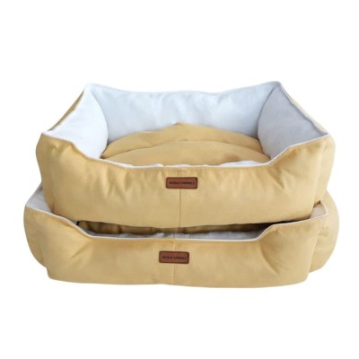 Robert Shop Collection Σετ Κρεβατιών Κατοικιδίων Ορθογώνιο Κίτρινο-Λευκό 2τμχ