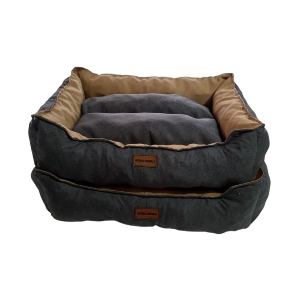 Robert Shop Collection Σετ Κρεβατιών Κατοικιδίων Ορθογώνιο Καφέ-Γκρι 2τμχ