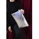 Silver Polo Ασημί ανάγλυφο Clutch τσάντα μονής θήκης