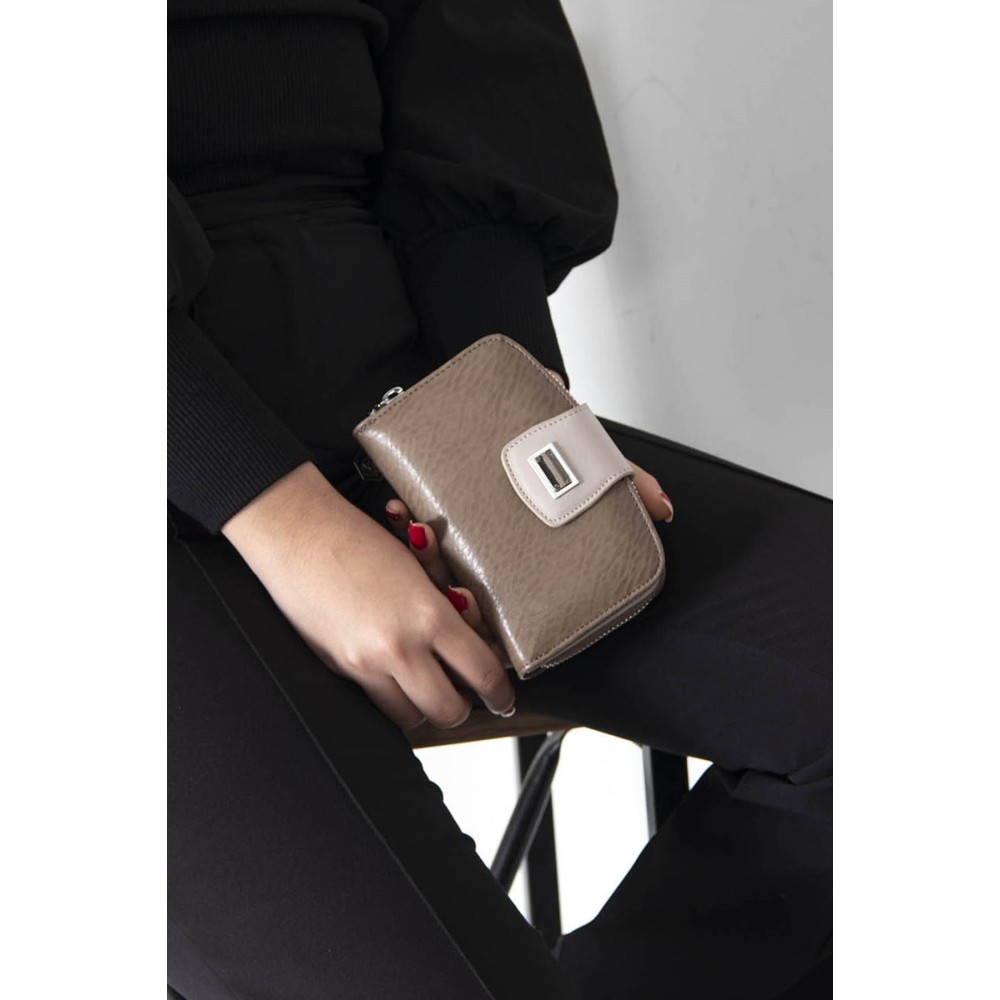 Silver Polo Βιζόν Γυναικείο Πορτοφόλι & Θήκη Κάρτας με ασημί μαγνητικό κούμπωμα