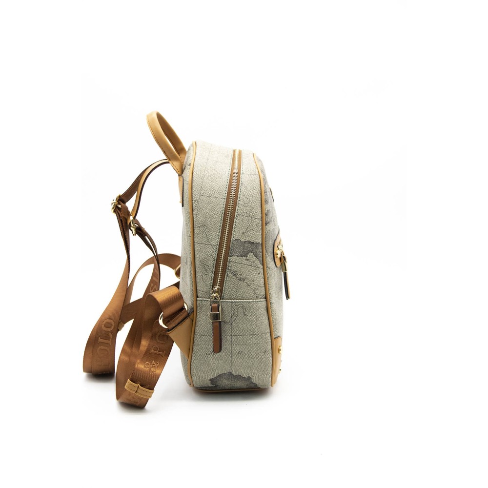 Silver Polo Χακί Γυναικείο Σακίδιο Πλάτης μονής θήκης με χρυσό αξεσουάρ