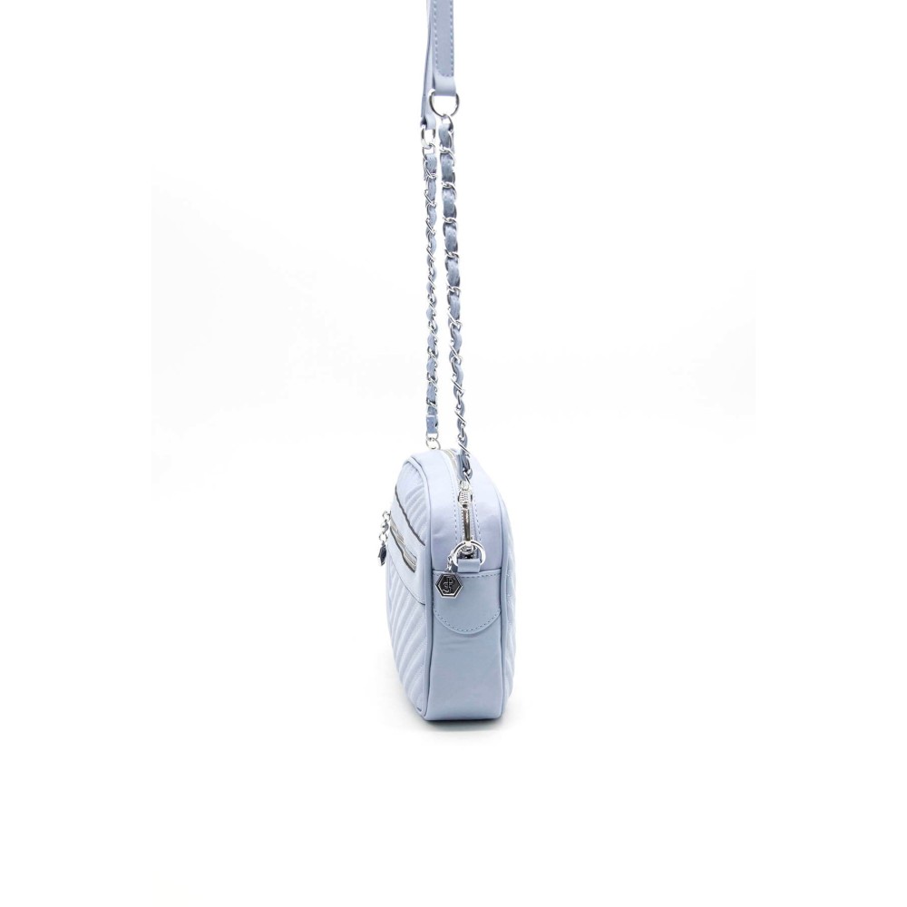 Silver Polo Γαλάζια Γυναικεία Τσάντα χιαστί μονής θήκης με λουράκι αλυσίδα