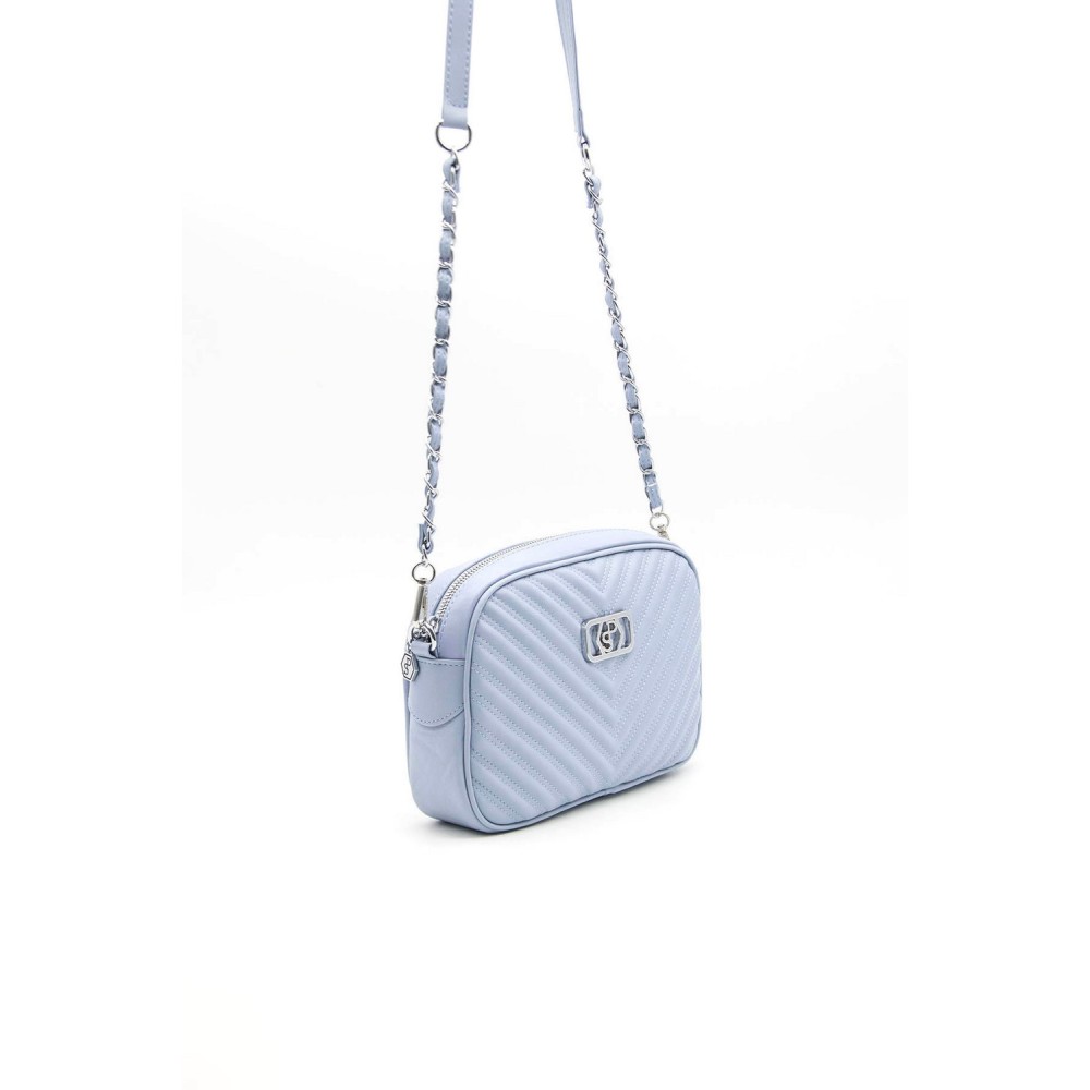 Silver Polo Γαλάζια Γυναικεία Τσάντα χιαστί μονής θήκης με λουράκι αλυσίδα
