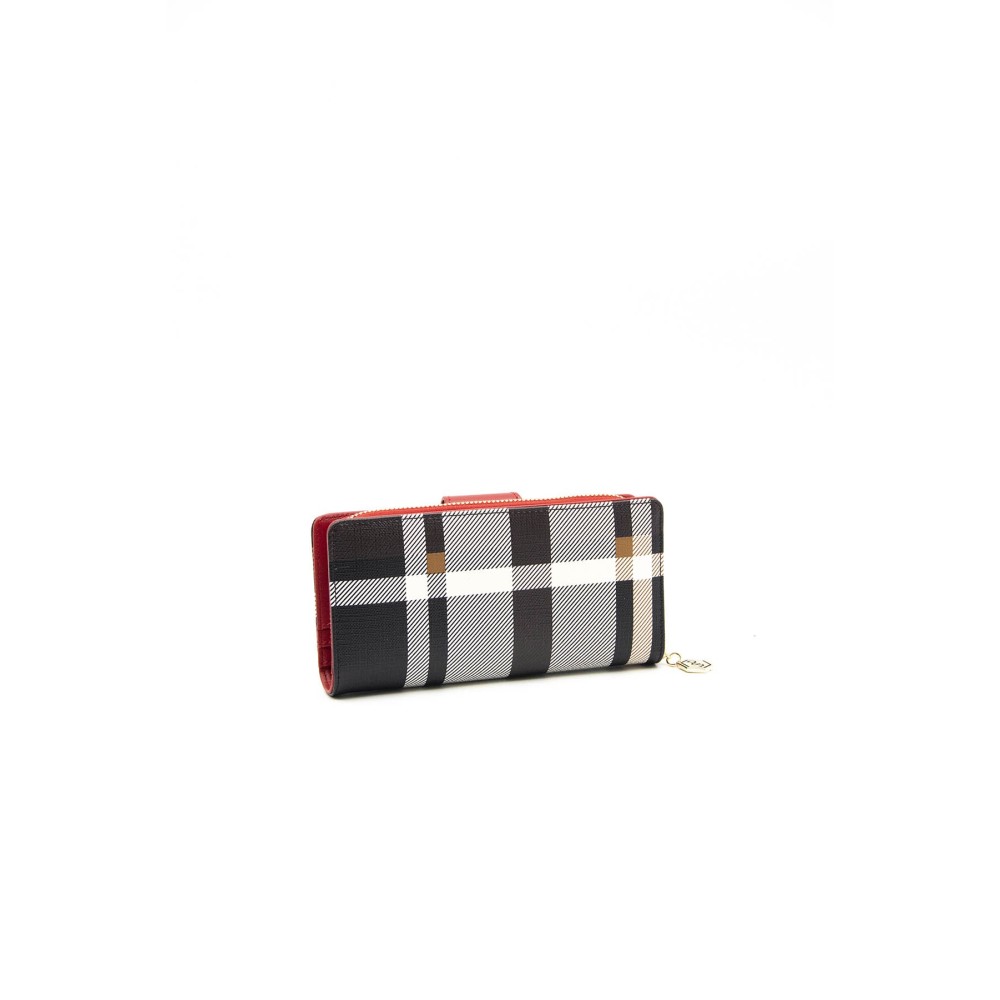 Silver Polo Κόκκινο Γυναικείο Πορτοφόλι & Θήκη για κάρτες με μοτίβο καρό