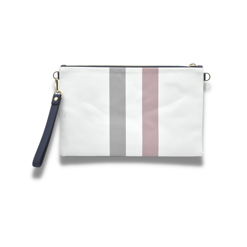 Silver Polo Λευκή Clutch τσάντα μονής θήκης με μοτίβο καρό