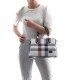Silver Polo Λευκή Γυναικεία Τσάντα χειρός με μοτίβο καρό