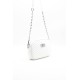 Silver Polo Λευκή Γυναικεία Τσάντα χιαστί μονής θήκης με λουράκι αλυσίδα
