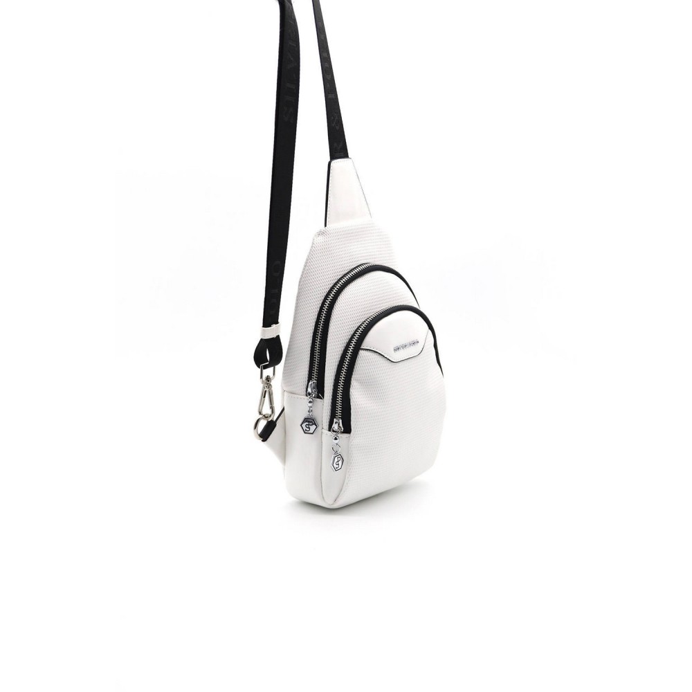 Silver Polo Λευκή Γυναικεία τσάντα Freebag με δύο θήκες